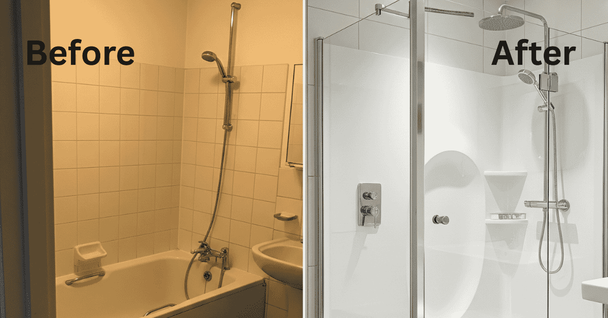 Before and after bathroom remodel